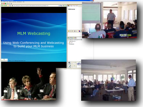 giving online webinars in a web conference room to expand your MLM business